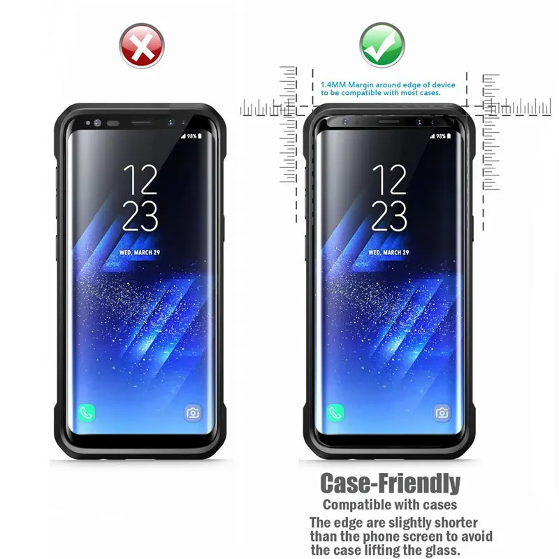 Ykspace с уровнем твердости 9 H 3D с округленными изогнутыми краями накладка закаленное Стекло Экран протектор для Samsung Galaxy S8 S9 Plus Note 9 8 усовершенствованная, от взрыва