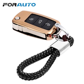 

FORAUTO Car Key Case Key Bag Cover Protector with Key Chain For Volkswagen For VW Passat Golf Jetta Bora Polo Sagitar Tiguan
