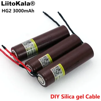 

2PCS/lot Liitokala new HG2 18650 3000mAh battery 18650HG2 3.6V discharge 20A, dedicated batteries+DIY Silica gel Cable