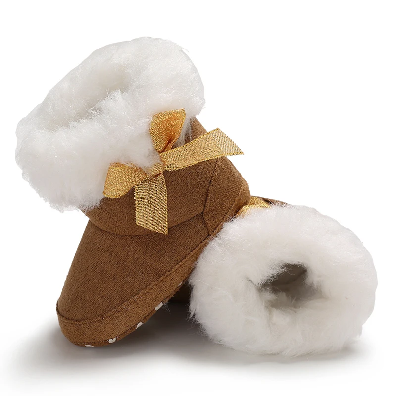 Зимняя обувь унисекс для новорожденных мальчиков и девочек; Boeknot; зимние ботинки; теплая меховая обувь для малышей; мягкая подошва; плюшевая стелька