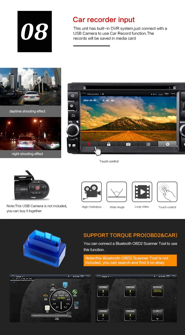 Cheap 6.2" Quad Core Android 5.1.1 Double Two 2 Din Car Stereo Audio Head Unit Autoradio Headunit 3G WIFI DVR Bluetooth Handsfree 8