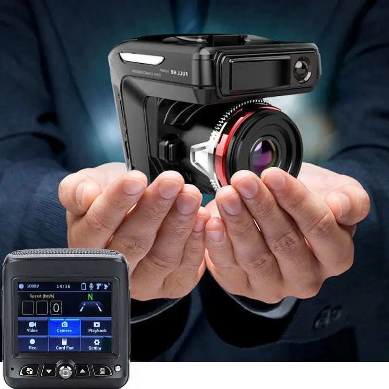 

2 in1 Car Radar Detector DVR GPS Tracker 2.3" mini Dash cam HD 720P Fixed and Flow Speed Detection Video Recorder