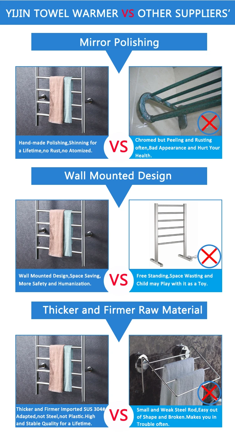 Бесплатная доставка из нержавеющей стали 304 Лестница Стиль Настенный Полотенцесушитель полотенце держатель нагревателя Электрический