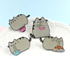 Cartoon  Cute Grey Fat Cat Brooch Four Cat Types Animal  Eat Noodles Metal Clothes Bag Jewelry For Friends Kids Brooches ► Photo 1/6
