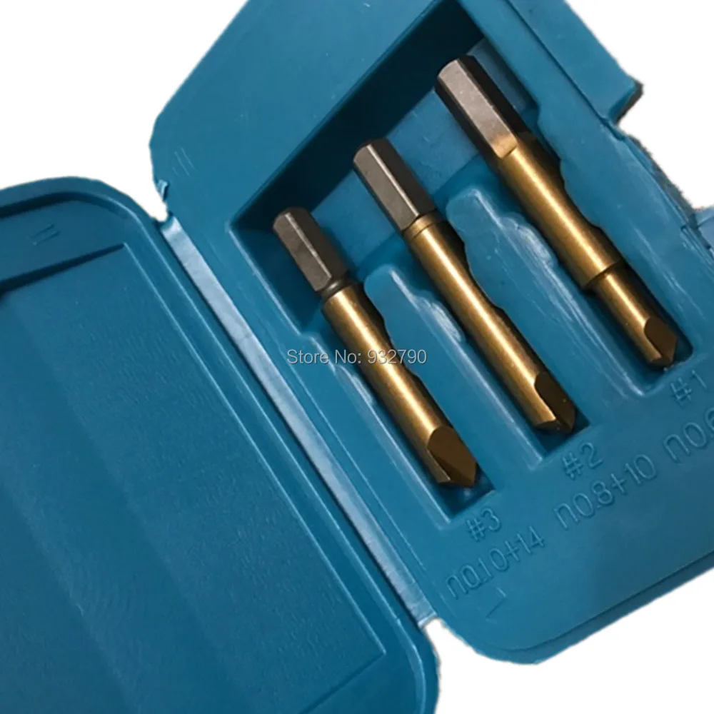 3PC Ti Titanium Coated HSS Rigid Screw Extractor Set Easy Out Removal