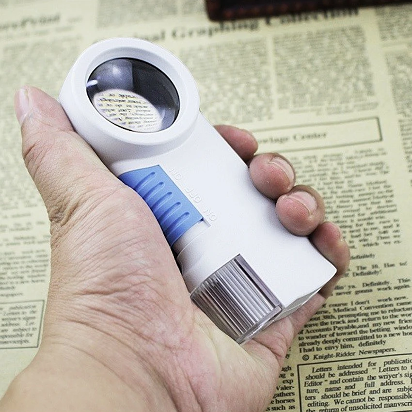 

10X Optical Glass Lens Handheld Flashlight Magnifying Glass with LED Light for Analysis Iridology