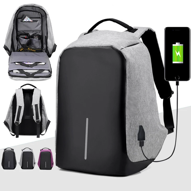 Kisstyle USB Charging Fashion Backpack Men 15inch Laptop Backpacks Casual Travel School Bags Bagpacks