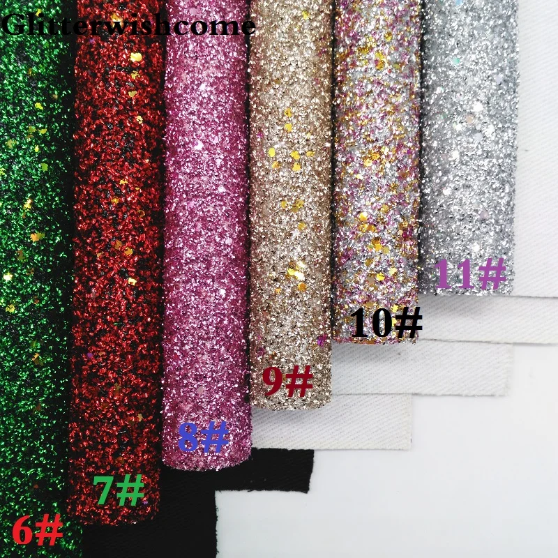 Glitterwishcome 21X29 см A4 размеры синтетическая кожа, с эффектом блестящей кожи Ткань Винил для Луки, GM044A