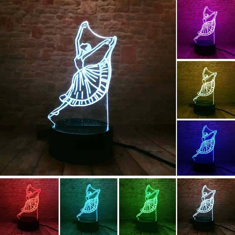 3D ночник визуальная Иллюзия Led цвет изменить сенсорный свет настольная лампа домашний декор Танцы Девушка Рисунок Модель игрушечные л
