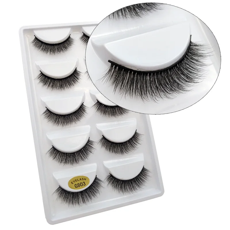

SHIDISHANGPIN G803 False eyelashes 5 pairs thick 10mm 3d mink lashes natural faux cils wimperextensions drop shipping