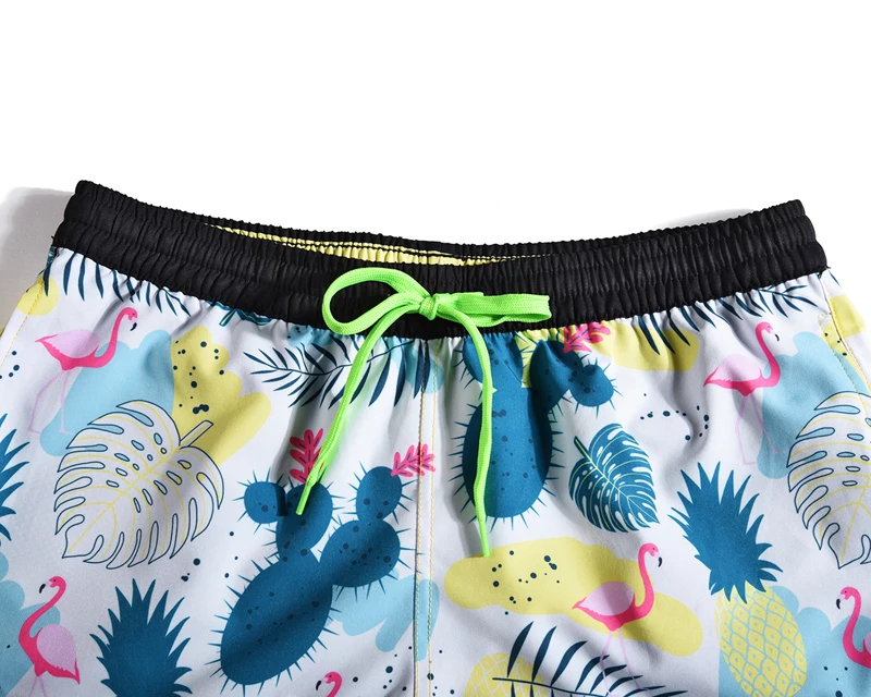 Summer Quick-drying Shorts Beach Womens Tropical Plants and Flamingos Printed Drawstring Elastic Tape Loose Board Shorts Bermuda Summer Quick-drying Shorts Beach Womens Tropical Plants and Flamingos Printed Drawstring Elastic Tape Loose Board Shorts Bermuda