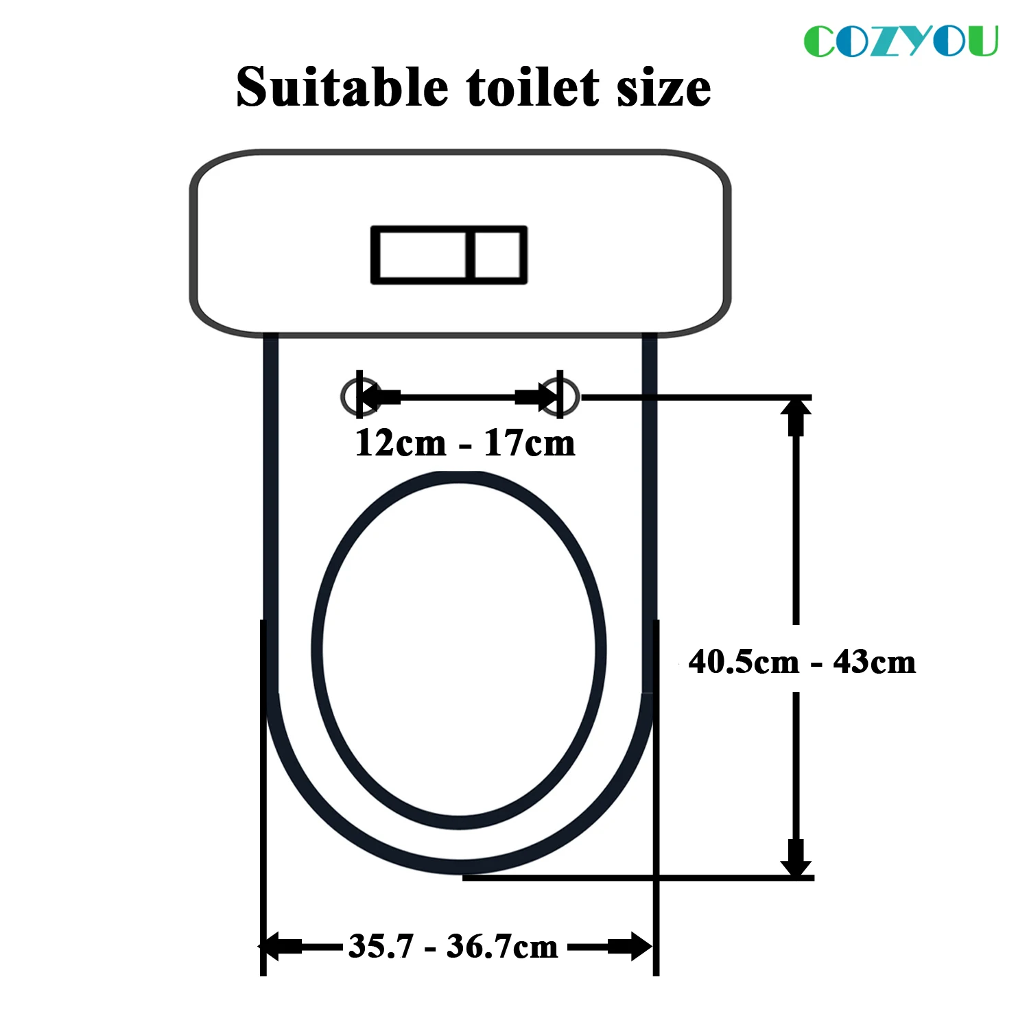 COZYOU унитаза Круглый О форма медленно закройте PP крышку унитаза выше установки Длина 420 мм-450 мм Ширина 345 мм-365 мм GBP17269PO