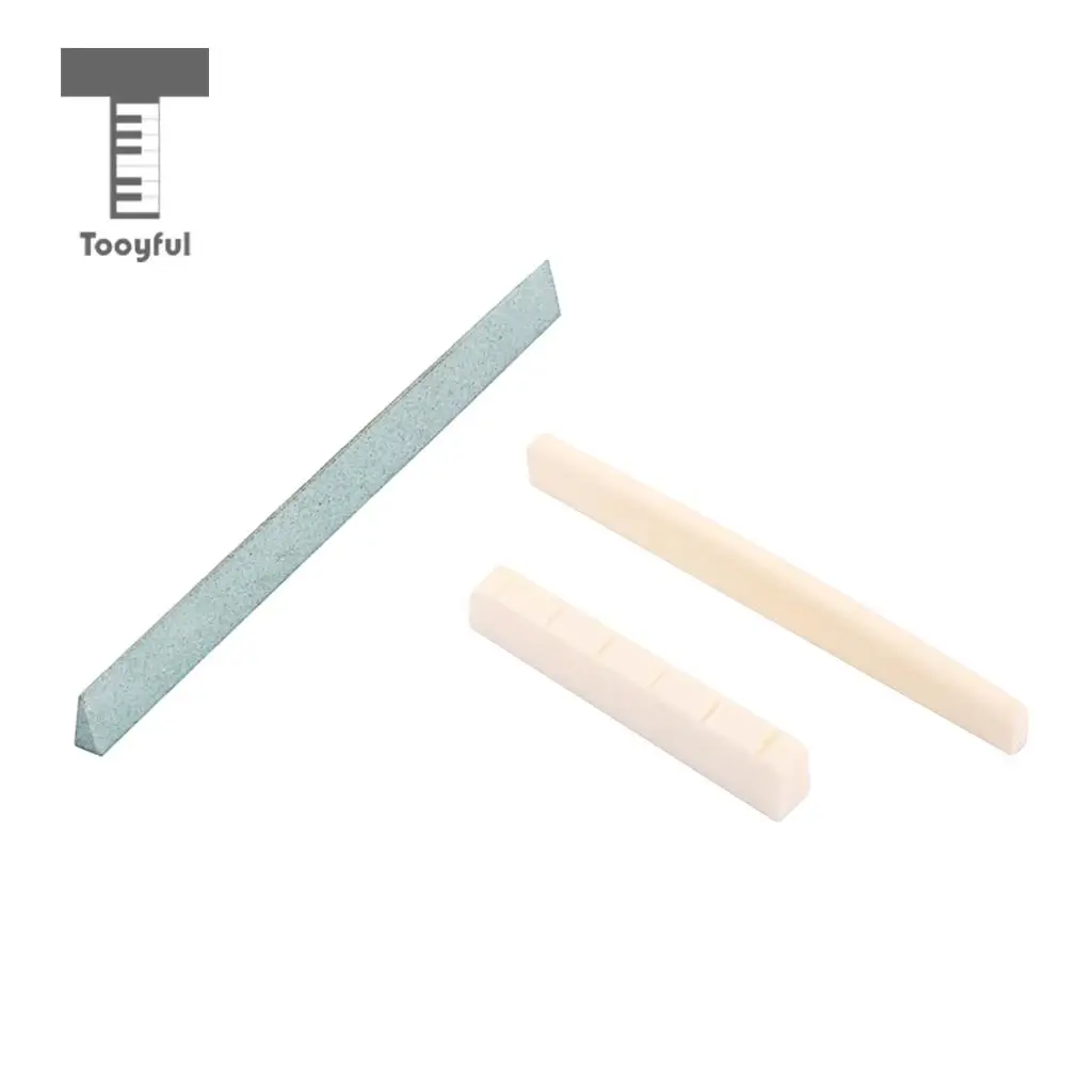 Tooyful 1 Set Natural Bone Saddle Nut&Guitar Sander Sanding Polish for Classical Guitar Parts