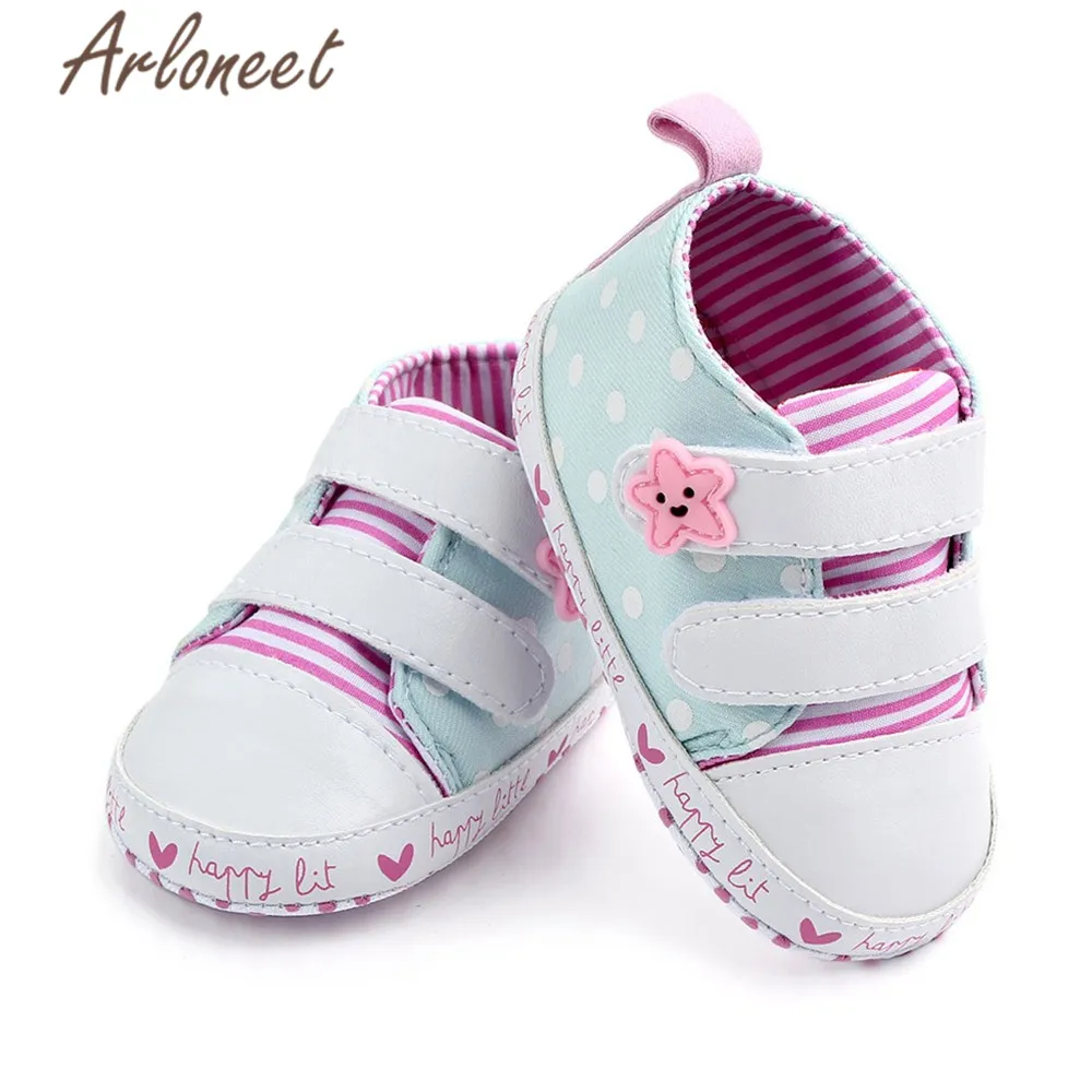 

ARLONEET Baby Shoes Girl Boy Canvas Anti-slip shoes comfortable Striped print gift Walkers soft Kids fabric Sneaker Crib shoes