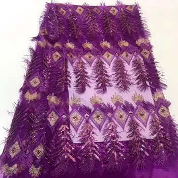 

Swiss voile French Laces Fabrics 2019 High Quality African Nigerian Tulle Lace Fabric With Sequins Embroidery 5Yards/Lot A2263