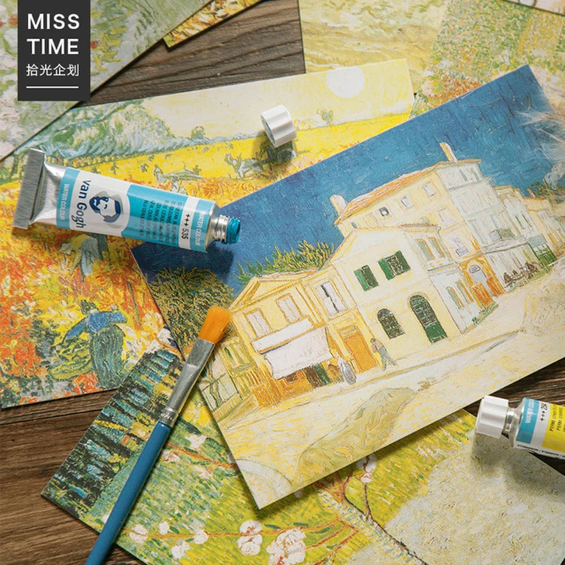 30 шт коробка открытки Подсолнух Ван Гог масло толкающий креативный подарок открытка с сообщением поздравительная открытка Школа Офис Стационарный