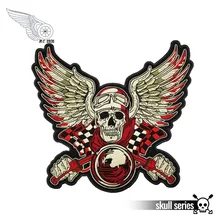 Углы жилет с черепами вышивка патч Райдер железа на спине куртки заплатка для одежды на заказ DIY