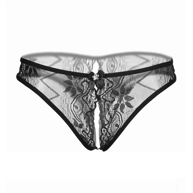 

New Style Tangas Women Open Crotchless Crotchless Sexy Panties Lace BowThongs and G string Briefs Culotte Femme Sexy Lingerie