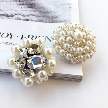 

10PCS Rhinestone Pearl Flower Sewing Button Shank Buttons For Clothing DIY Handmade Scrapbooking Craft Decorative Buttons