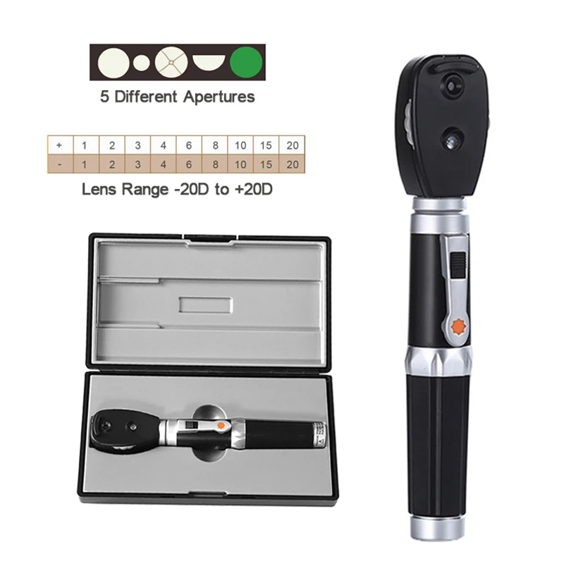 

Professional CE Medical Oftalmoscopio 5 Different Apertures Eye LED Diagnostic Kit Opthalmic Direct Portable Ophthalmoscope