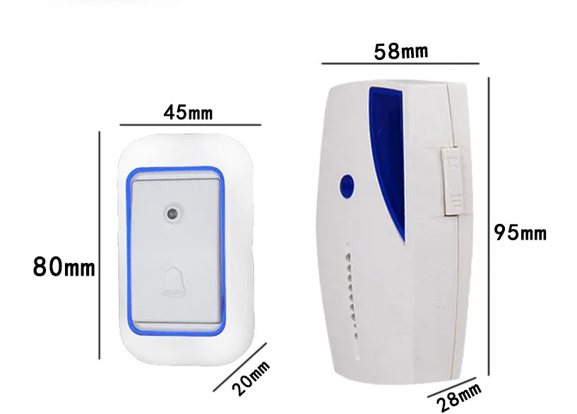 Водонепроницаемый AC 315 MHZ светодиодный беспроводной 100 m дверной звонок с изображением колокольчика дверной звонок беспроводной пульт дистанционного управления 35 Chord bell домашний пейджер для пожилых людей