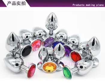 Small Meddium Big Silver Metal Butt Plug With Diamond,Stainless Steel Buttplug Anal Toys, Beads Anal Plug Sex Toys For Woman. 6