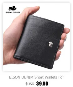 BISON DENIM Genuine Leather RFID wallet Men red brown vintage purse card holder Brand men wallets dollar price Male Purse 4361