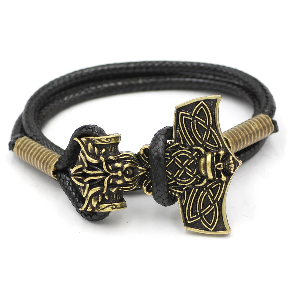 Youshone норвежский викинг Thor's Hammer Amulet скандинавский Odin череп лицо Mjolnir браслет 23