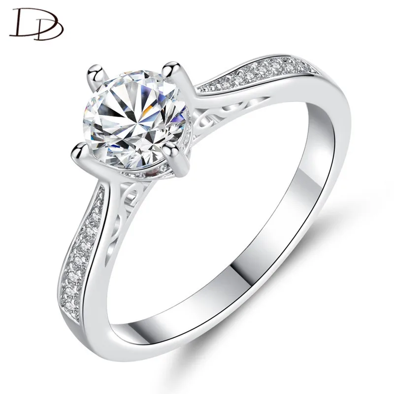 

DODO AAA Zircon Wedding Rings For Women Delicate Four Prong Bridal Rings Silver Color Fashion Jewelry Anel Mujer Wholesale R447