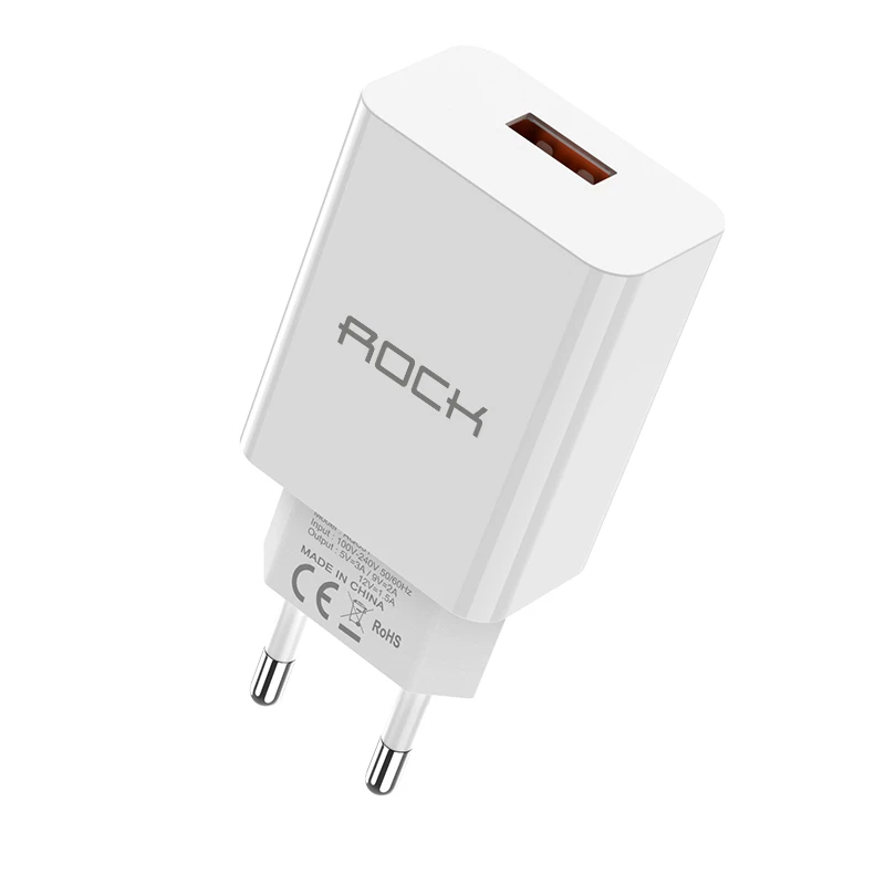 ROCK Quick Charge 3,0 18 Вт QC 3,0 4,0 быстрое зарядное устройство USB портативное зарядное устройство для мобильного телефона iPhone samsung Xiaomi huawei - Тип штекера: White