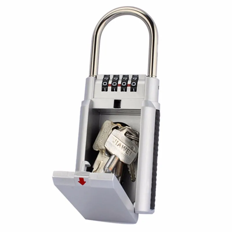 Серебро 4 цифры Комбинации пароль ключ безопасности коробка замок висячий замок для хранения ключей организатор цинковый сплав