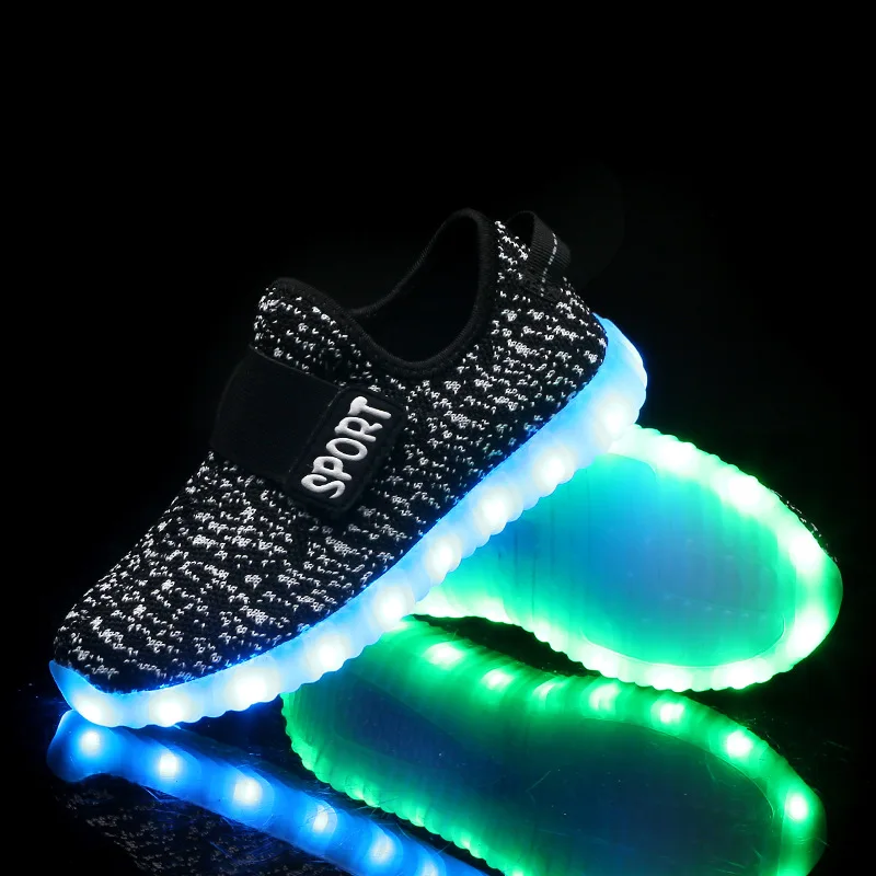  Lakerom Kids Led USB Recharge Glowing Shoes Children's Hook Loop Shoes Children's Glowing Sneakers  - 4000020583106
