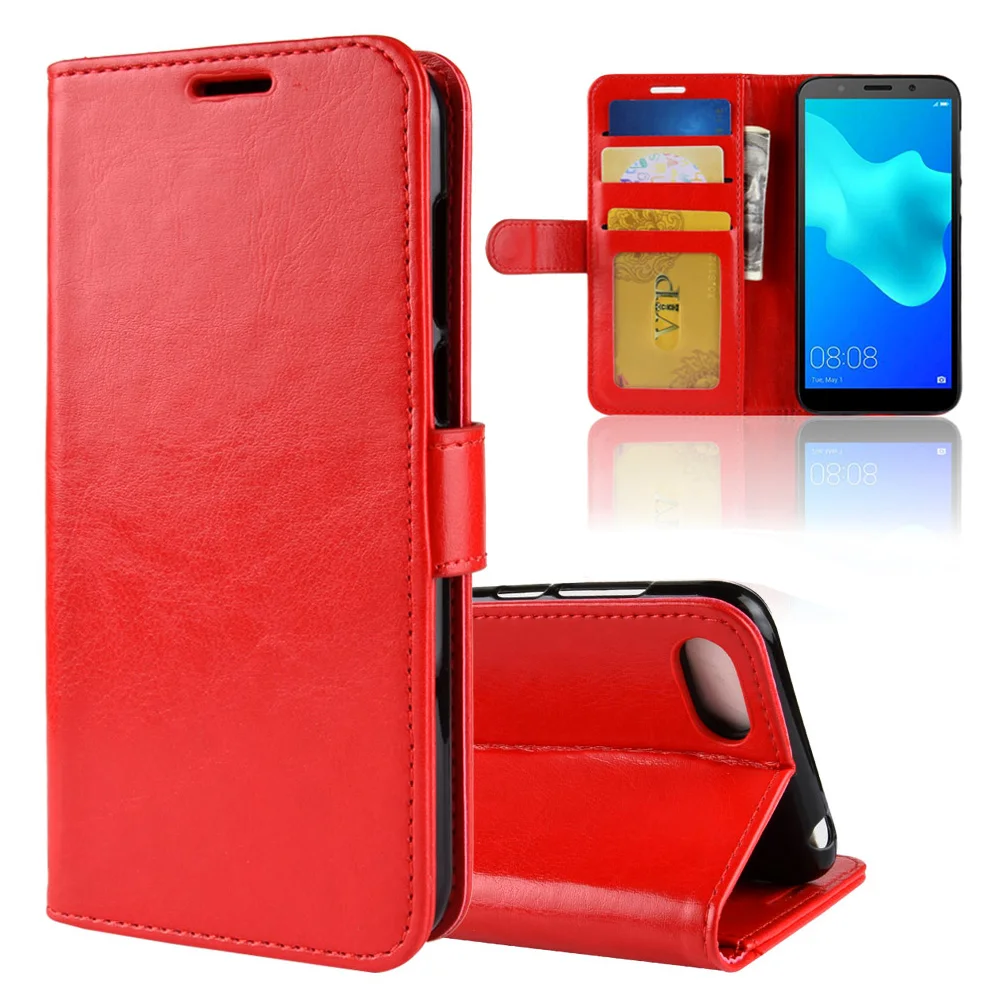 KHW2065R_1_Wallet Leather Case for Huawei Honor 7A DUA-L22 5.45 Russia Version Phone Cover Case for Honor 7A Pro with Card Slot and stand