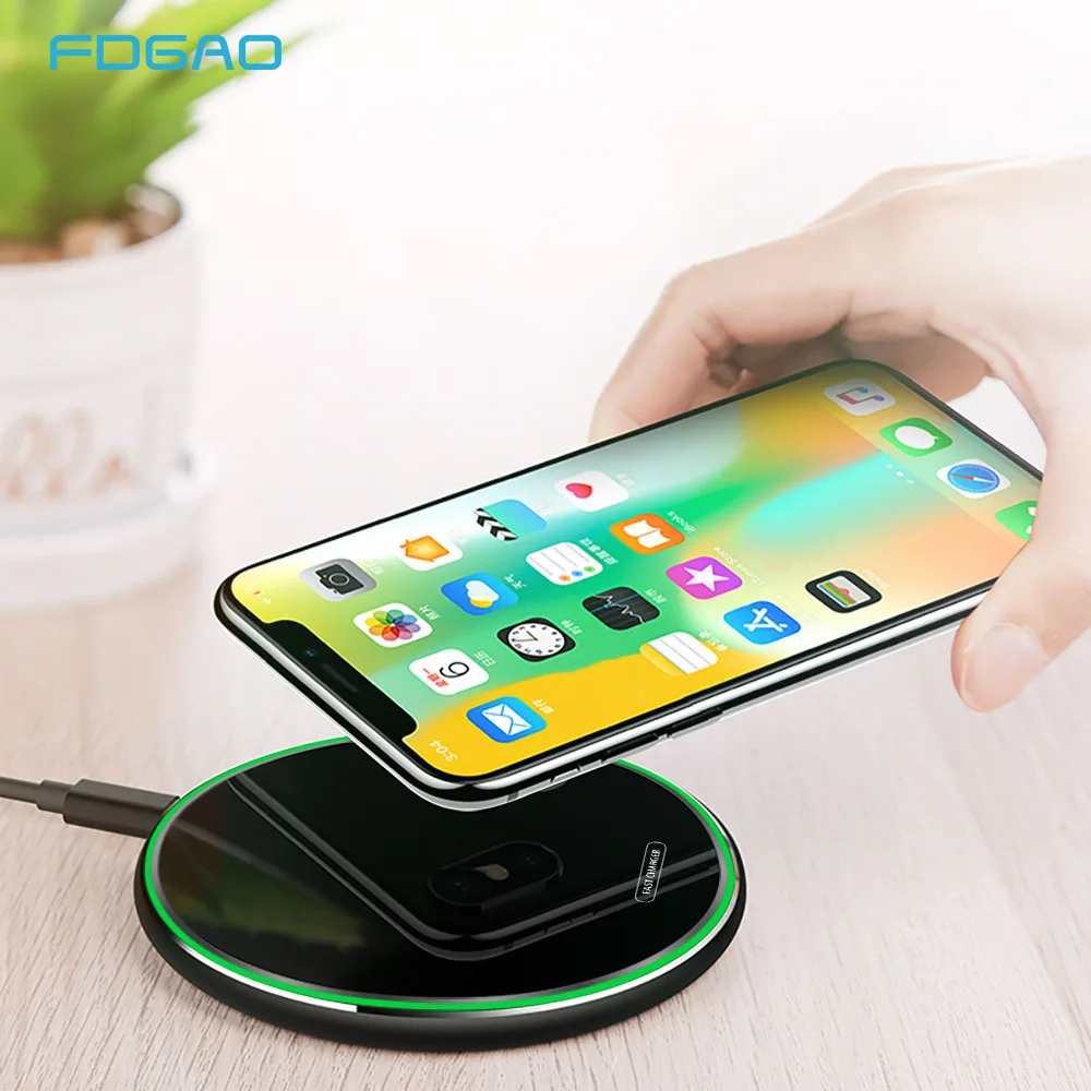 

FDGAO Qi Wireless Charger USB-C 15W Fast Wireless Charging Pad for Samsung S10 S9 S8 10W Quick Charge For iPhone XS Max X 8 Plus