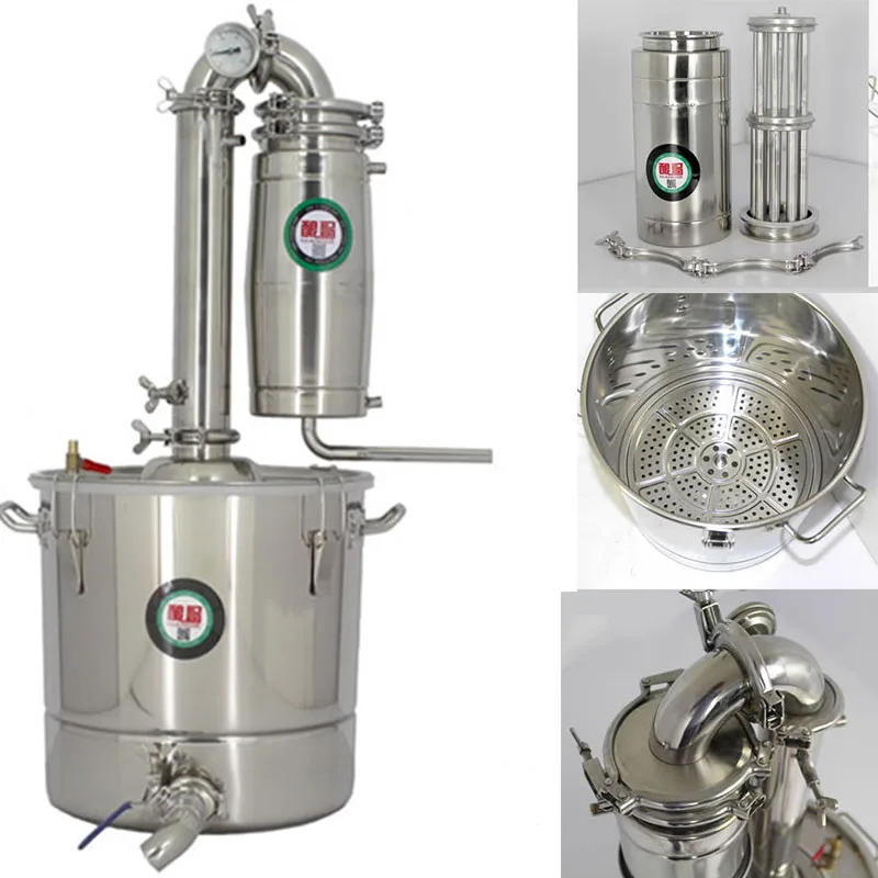 

20-70 Litres New DIY Home Distiller Alambic Moonshine Alcohol Still Stainless Copper Water Wine Essential Oil Brewing Kit