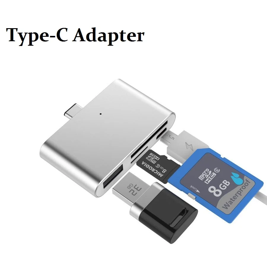 

For Macbook Retina 12 Pro 13 15 Type-C Card Reader USB-C to USB2.0 SD TF Micro USB OTG Adapter for Tablet Mobile with Type-C