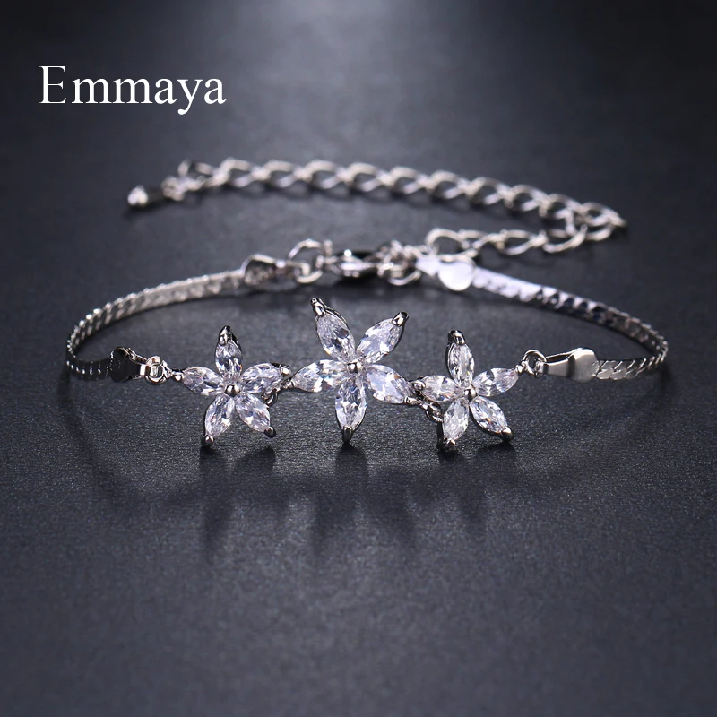Браслеты Emmaya с фианитами женские регулируемые ювелирные украшения белыми