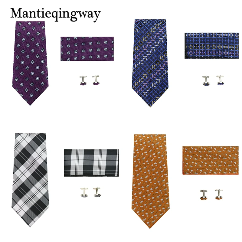 Mantieqingway деловой галстук набор для мужчин повседневное карманное квадратное