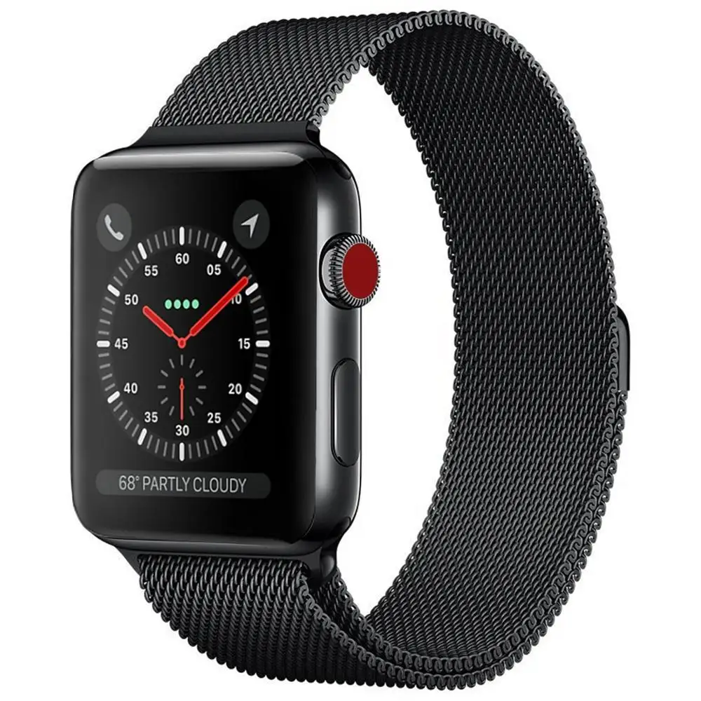 Ремешок для Apple Watch 38 мм 40 мм 42 мм 44 мм, Миланская Петля из нержавеющей стали, сетчатый Спортивный Браслет, магнитная застежка для iWatch серии 1/2/3/4 - Цвет ремешка: Black