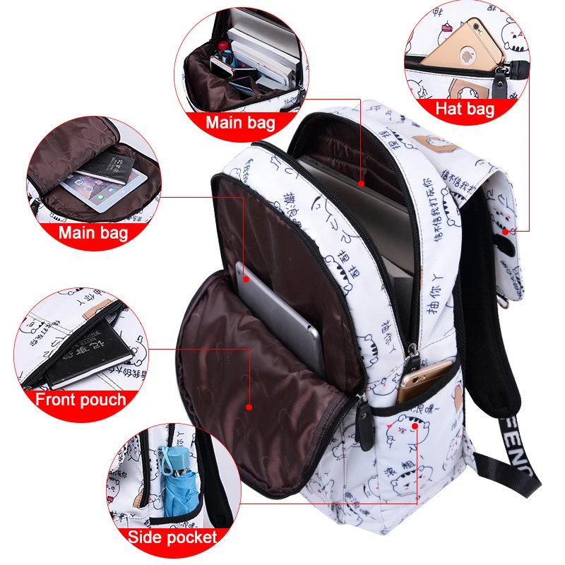 Женский рюкзак с usb зарядкой школьный модные школьные сумки для девочек