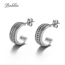 Новинка: модные серьги в форме класса люкс 925 пробы серебряные серьги шин узор Древний Серебряный Стад Серьги с Буддой Для женщин Brincos, можно носить с бесплатной доставкой