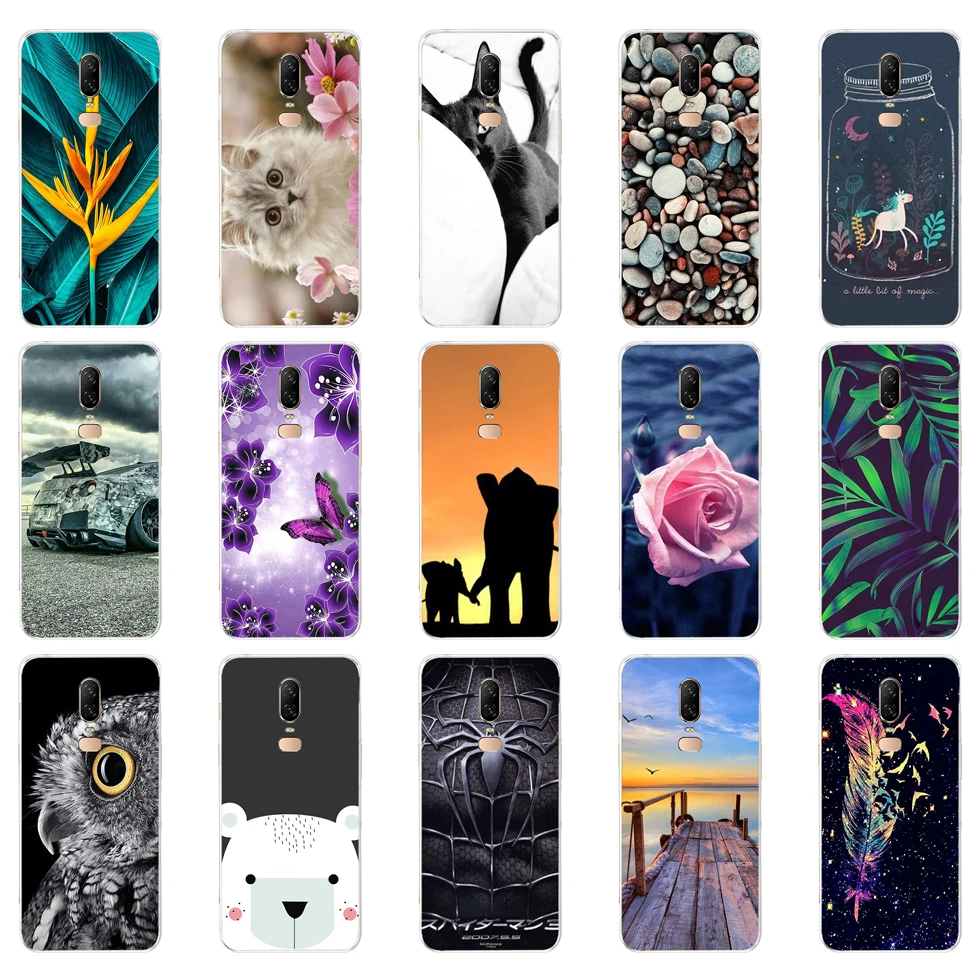 

I silicon case for oneplus 6 case cover Coque for oneplus 6t case etui cover for oneplus 6 case leaves cute funny dog cartoon