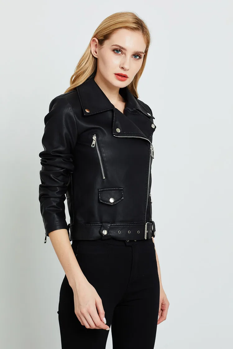 England zipper beading pu leather jackets female great quality was leather jackets Кожаная одежда with belt wq2129 wholesale