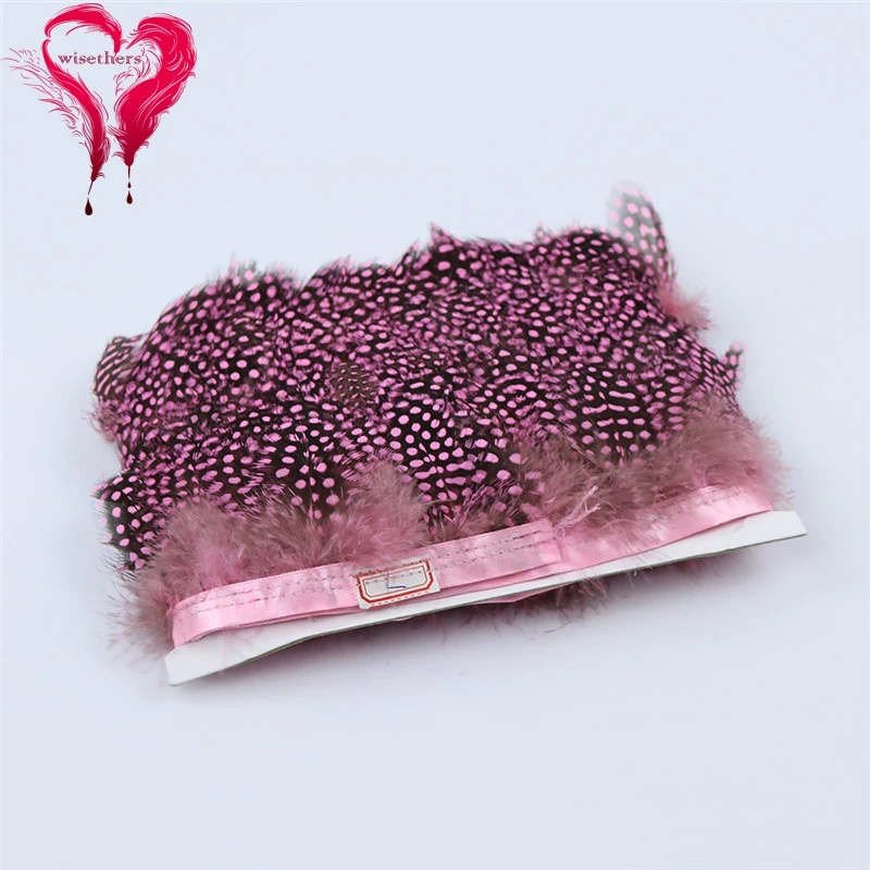 4 pink guinea fowl feather trims 3
