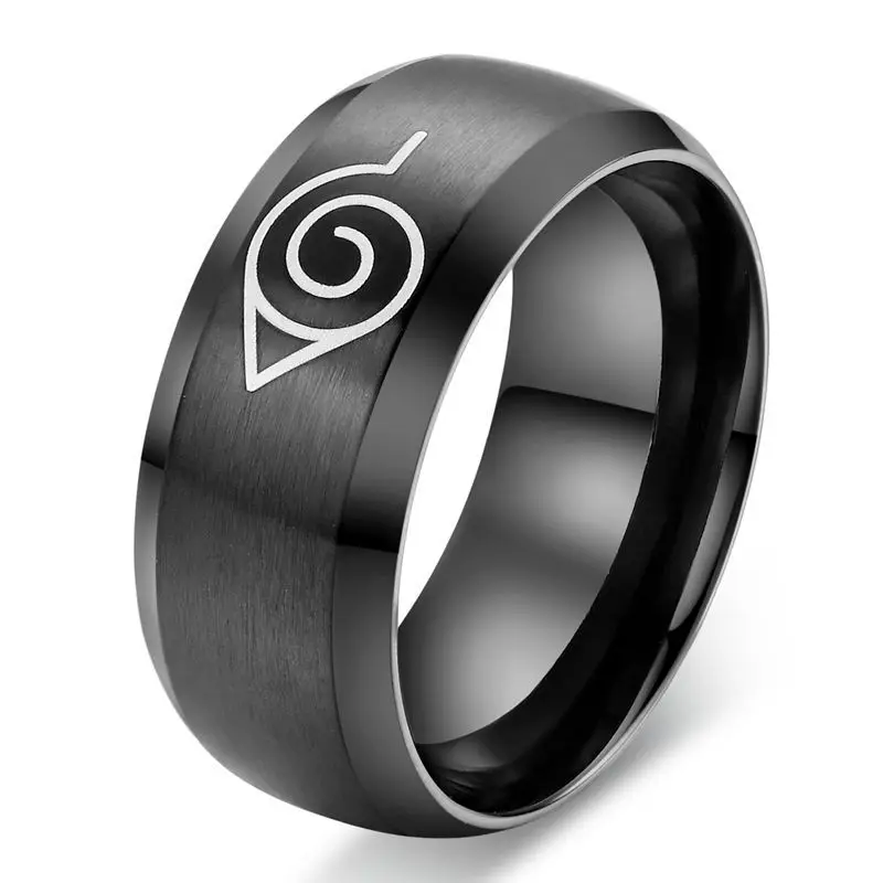 QianBei Модные 8 мм Наруто кольца на палец для мальчиков и мужчин панк черный цвет кольца из нержавеющей стали Женские Ювелирные изделия Подарки - Цвет основного камня: MM1915