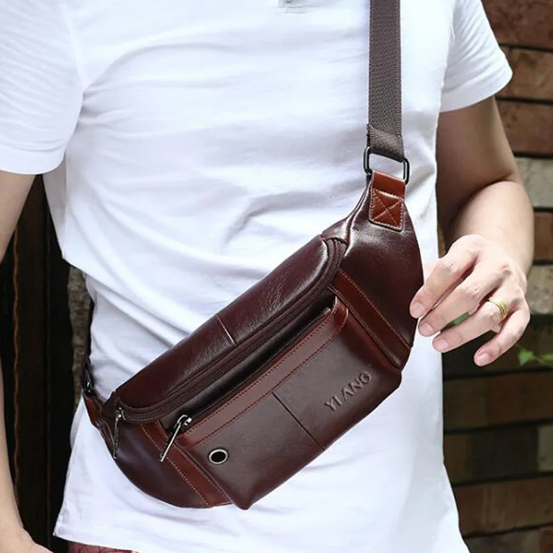 Мужская сумка из воловьей кожи с масляным воском для мужчин, поясная нагрудная сумка, винтажная натуральная кожа, сумка-мессенджер на плечо, дорожная сумка, поясная сумка