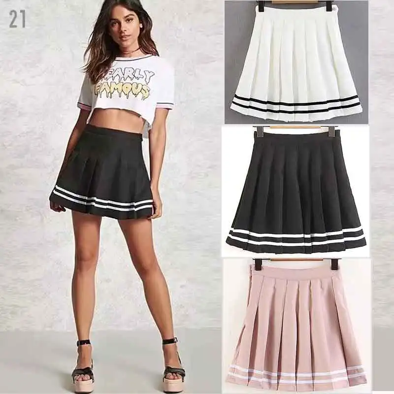 Японская юбка в стиле Харадзюку, полосатая школьная юбка для косплея, высокая талия, Бальные плиссированные юбки в стиле Лолиты, однотонная трапециевидная Матросская форма, Прямая поставка