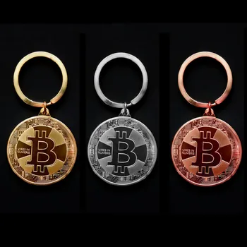 2018 New Gold Plated Bitcoin Coin Key Chain BTC Coin Art Collection Souvenirs Collectibles Business Gifts And Holiday DecoGifts