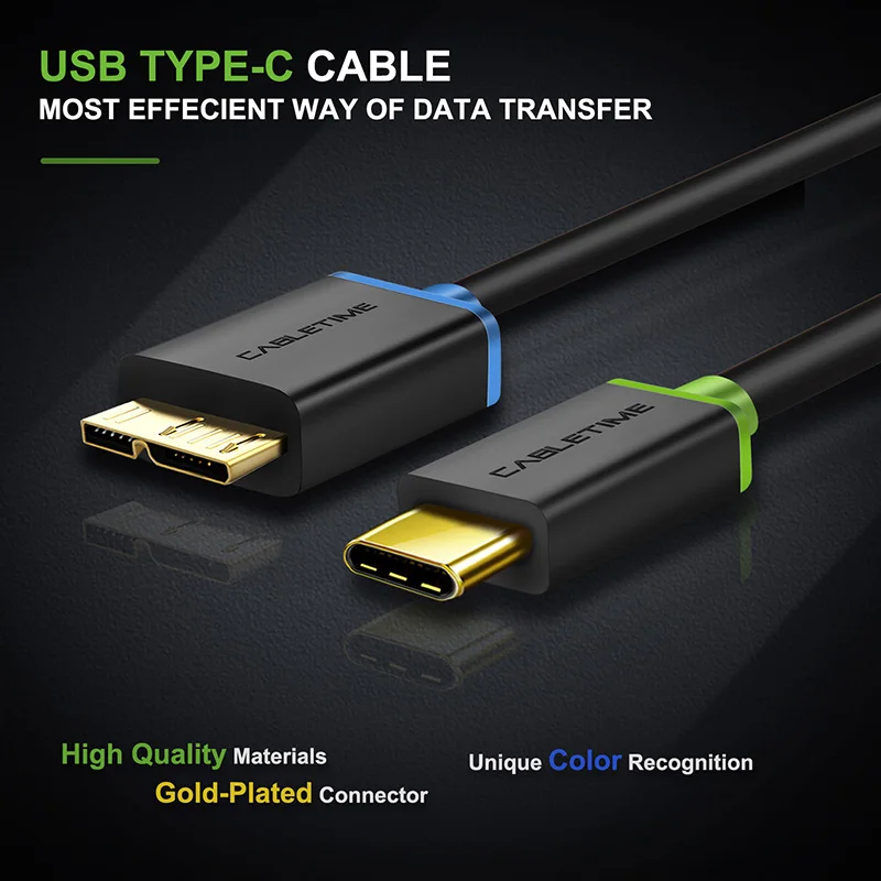 CABLETIME USB 3.1 Type C to Micro 3.0 USB Type c to Micro b Male Data Cable Sync Charging for Macbook USB-C Micro USB Cable C009
