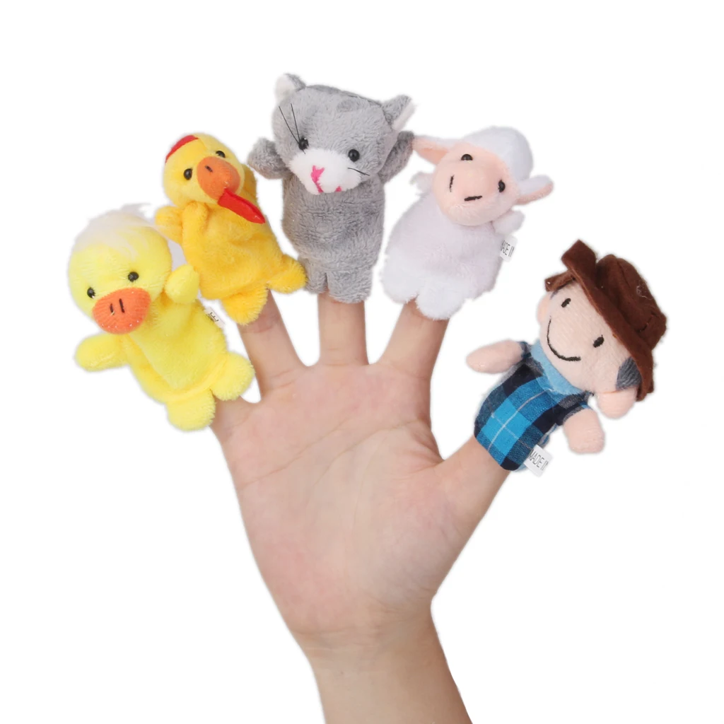 10x Old MacDonald Farm Story Family Finger Puppets Cloth Doll Kids Hand Toys